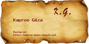 Kapros Géza névjegykártya