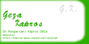 geza kapros business card